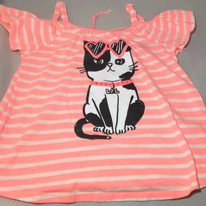 Girls Justice top cat size 10 off shoulder ss